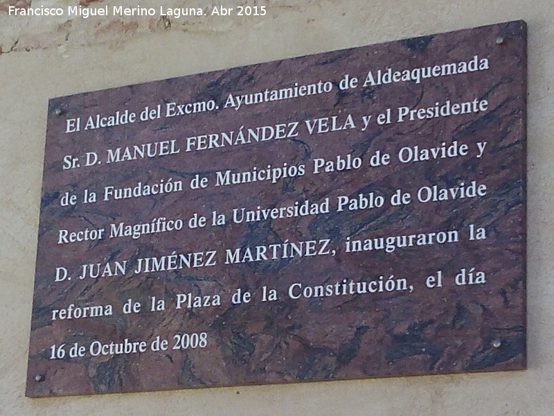 Plaza de la Constitución - Plaza de la Constitución. Placa