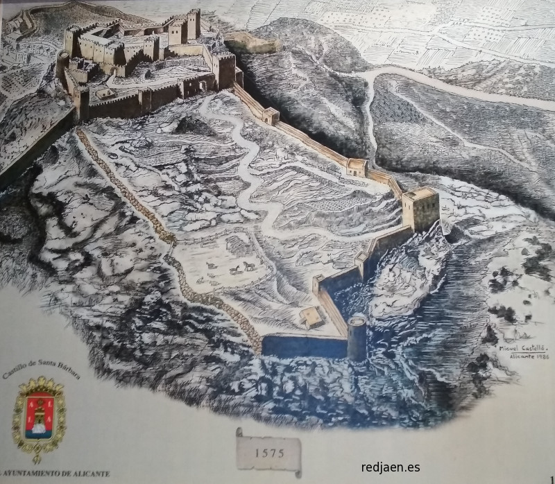Castillo de Santa Bárbara - Castillo de Santa Bárbara. Dibujo de Miguel Castello. 1575