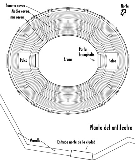 Segóbriga. Anfiteatro - Segóbriga. Anfiteatro. Plano