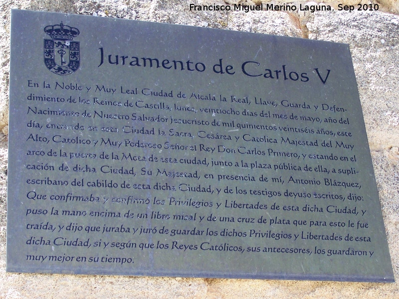 Historia de Alcalá la Real - Historia de Alcalá la Real. Juramento de Carlos I