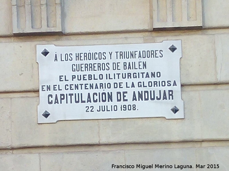Historia de Andújar - Historia de Andújar. Placa en el Ayuntamiento