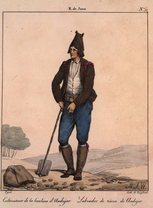 Historia de Andújar - Historia de Andújar. Dibujo antiguo de Pigal de un labrador de Andújar
