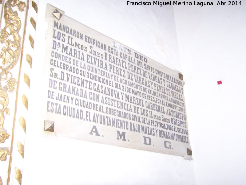 Iglesia de Santa María. Capilla del Cristo de la Agonía - Iglesia de Santa María. Capilla del Cristo de la Agonía. Placa
