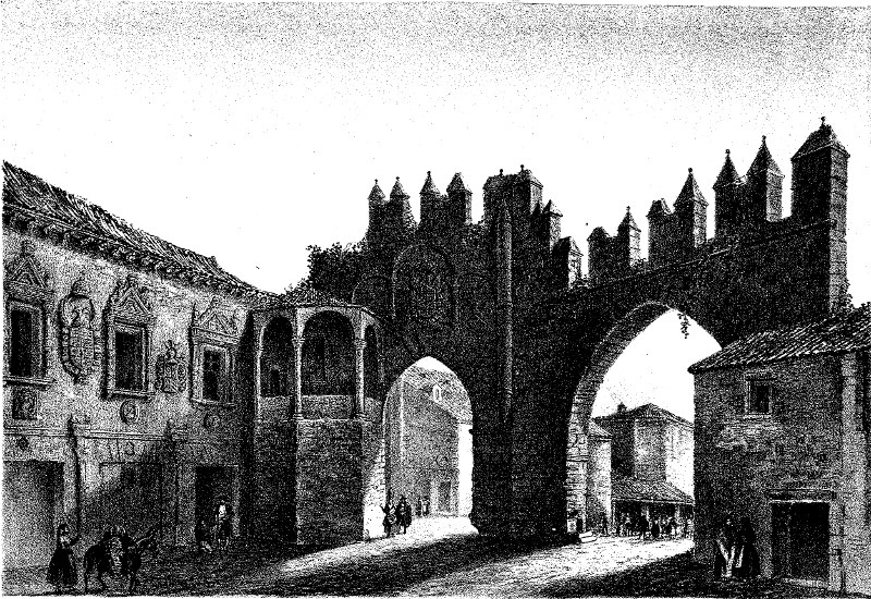 Arco de Villalar y Puerta de Jaén - Arco de Villalar y Puerta de Jaén. Dibujo de F. J. Parcerisa 1850