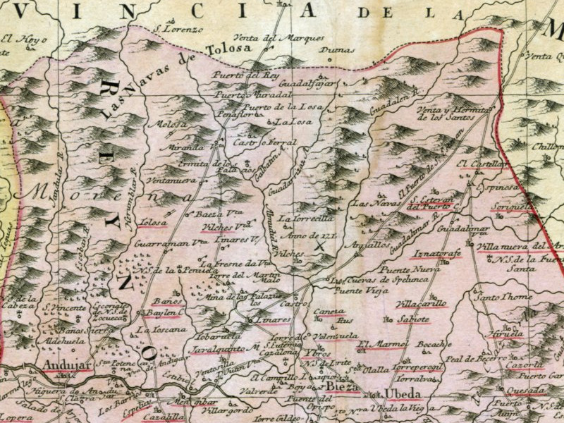 Historia de Baños de la Encina - Historia de Baños de la Encina. Mapa 1782
