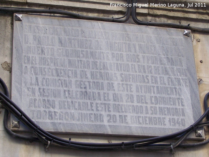 Casa de Don Pablo Martínez - Casa de Don Pablo Martínez. Placa