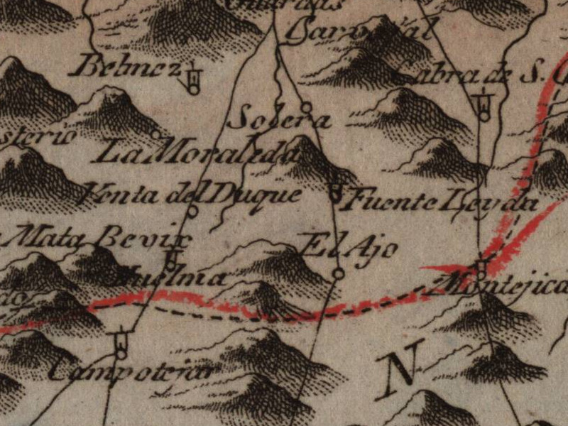 Historia de Bélmez de la Moraleda - Historia de Bélmez de la Moraleda. Mapa 1799