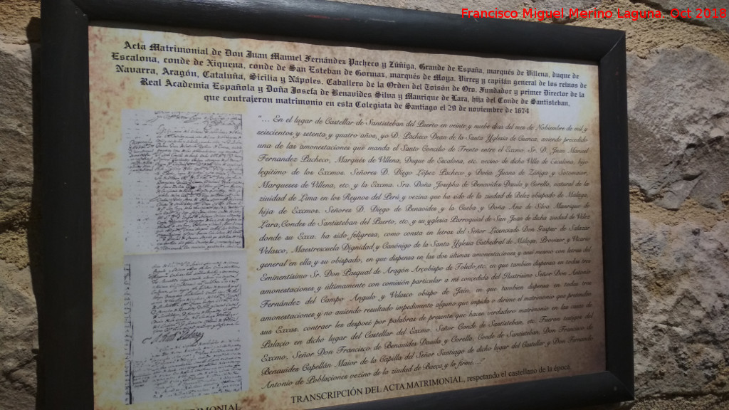 Historia de Castellar - Historia de Castellar. Acta matrimonial del Marqués de Villena 1674
