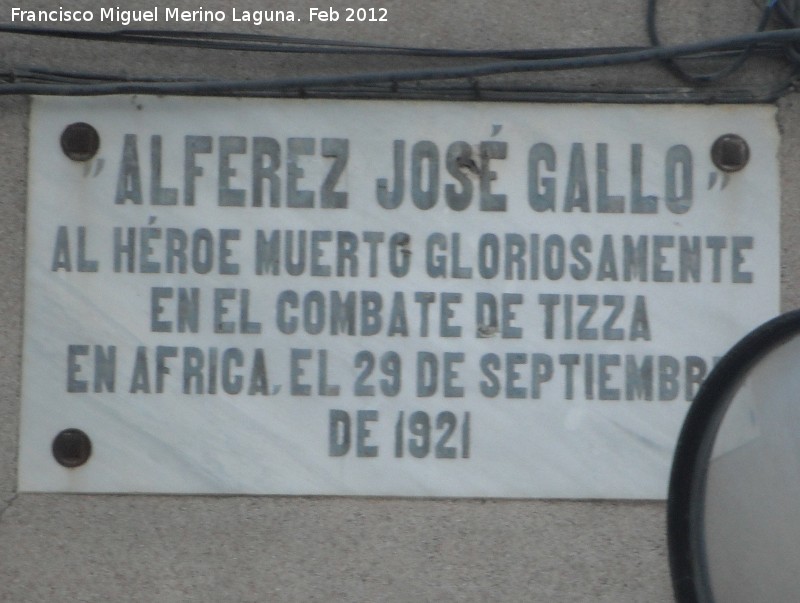 Casa del Alferez José Gallo - Casa del Alferez José Gallo. Placa