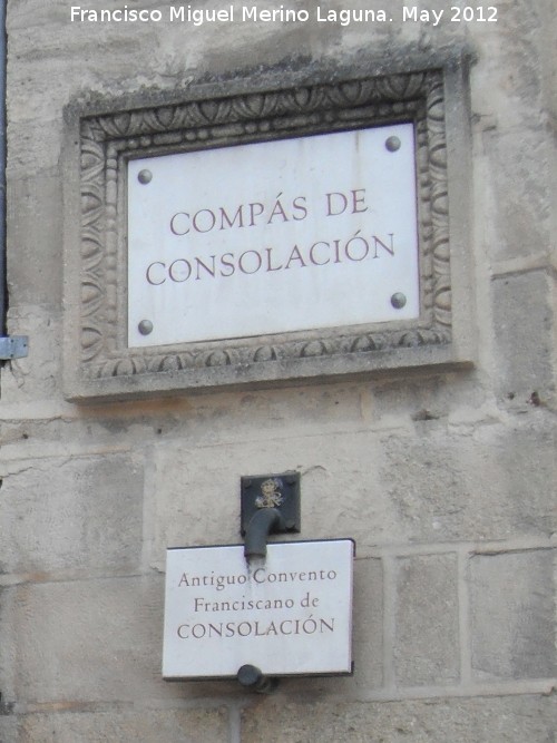 Convento de la Consolación - Convento de la Consolación. Placa