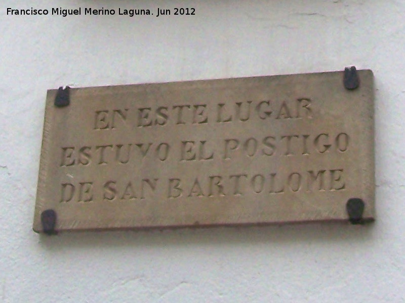 Puerta de San Bartolomé - Puerta de San Bartolomé. Placa