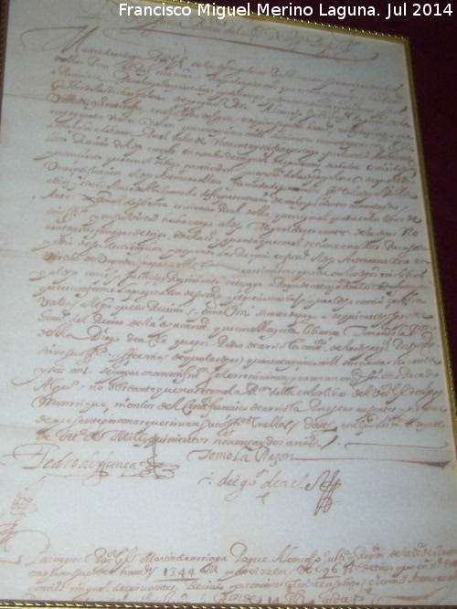 Miguel de Cervantes Saavedra - Miguel de Cervantes Saavedra. 1593. Miguel de Cervantes recaudó noventa y seis fanegas de trigo para el suministro de la Escuadra Invencible. Archivo de Iznatoraf