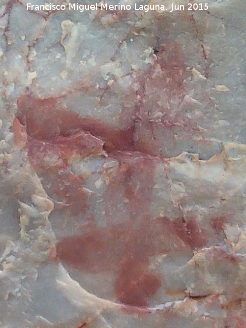 Pinturas rupestres de la Cueva de los Arcos II - Pinturas rupestres de la Cueva de los Arcos II. Antropomorfo despeñándose