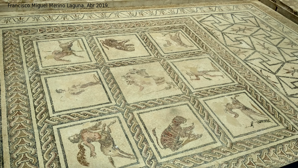 Itálica. Casa del Planetario - Itálica. Casa del Planetario. Mosaico de Baco y Ariadna