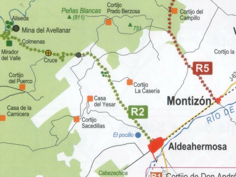 Aliseda del Río Dañador - Aliseda del Río Dañador. Mapa
