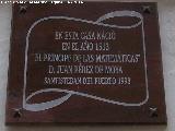 Casa de Juan Pérez de Moya. Placa