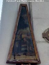 Iglesia de San Juan. San Juan Bautista y Jesucristo a orillas del Jordán, puerta de pila bautismal. Óleo sobre tabla