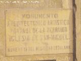 Iglesia de San Miguel. Placa