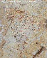 Pinturas rupestres del Frontón II. Figura en rojo borrada con arañazos