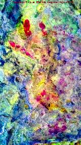 Pinturas rupestres de la Cueva de Río Frío. Tratada con Dstretch