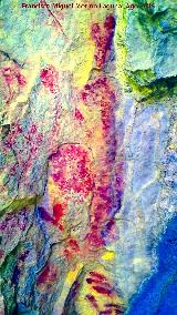 Pinturas rupestres de la Cueva de Río Frío. Tratada con Dstretch