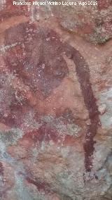 Pinturas rupestres de la Cueva de Río Frío. Detalle de los penachos de la cola del bóvido