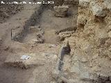 Muralla de Jaén. Torreones y lienzos de la Calle Millán de Priego nº 71. Terminación de la tubería