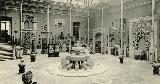 Museo Arqueológico Nacional. Postal antigua del Patio Árabe con una reproducción del la Fuente de los Leones