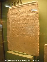 Obulco. Inscripción. Museo Arqueológico de Porcuna