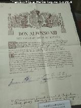 Alfonso XIII de España. Certificado de servicios militares. Firmado por el Rey 1928. Exposición Palacio Villardompardo - Jaén