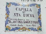 Ermita de Santa Lucía. Placa