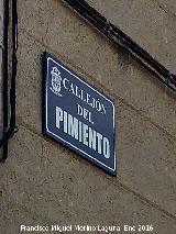 Callejón del Pimiento. Placa