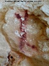 Pinturas rupestres del Abrigo del Bailn. Antropomorfo doble Y de la pared derecha