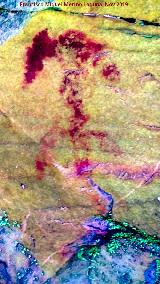 Pinturas rupestres del Arroyo del Chortal I. Tratada con Dstretch