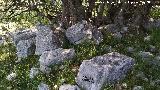 Cantera de los Bastianes. Columna pequeña y sillares