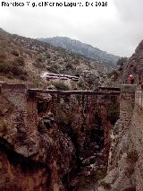 Puente del Rey. El Tren por la vía férrea al fondo