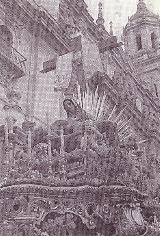 Semana Santa. 1954. La Virgen de las Angustias de la cofradía del Cristo de la Buena Muerte