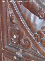 Catedral de Jaén. Coro. Escaleras del Banco de los Caballeros de la Epístola. Detalle