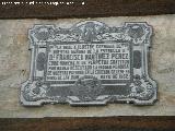 Placa en la Ermita de la Virgen de la Estrella - Navas de San Juan 1962. Placa en la Ermita de la Virgen de la Estrella - Navas de San Juan