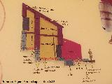 Oppidum del Cerro de la Cruz. Reconstrucción de vivienda ibera