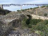 Puente medieval El Pontón. Con el Viaducto sobre el Río Vívoras al fondo