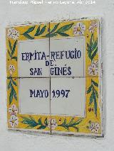 Ermita de San Ginés. Placa