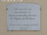 Ermita de la Virgen de Ftima. Placa