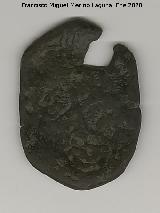 Palacio ibero del Cerro de la Merced. Moneda de cobre de los Austrias siglo XVIl con sucesivos resellos, el �ltimo de ellos 1659. Exposici�n Museo Ibero Ja�n