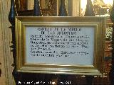 Catedral de Jaén. Capilla de la Virgen de las Angustias. Cartela
